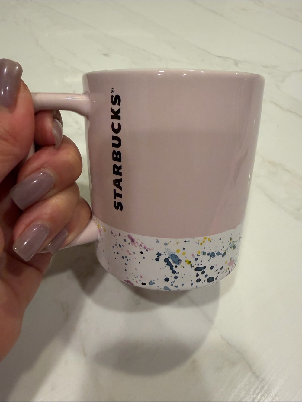 Starbucks Pink Speckled Splatter Birthday Ceramic Coffee Tea Mug 2017